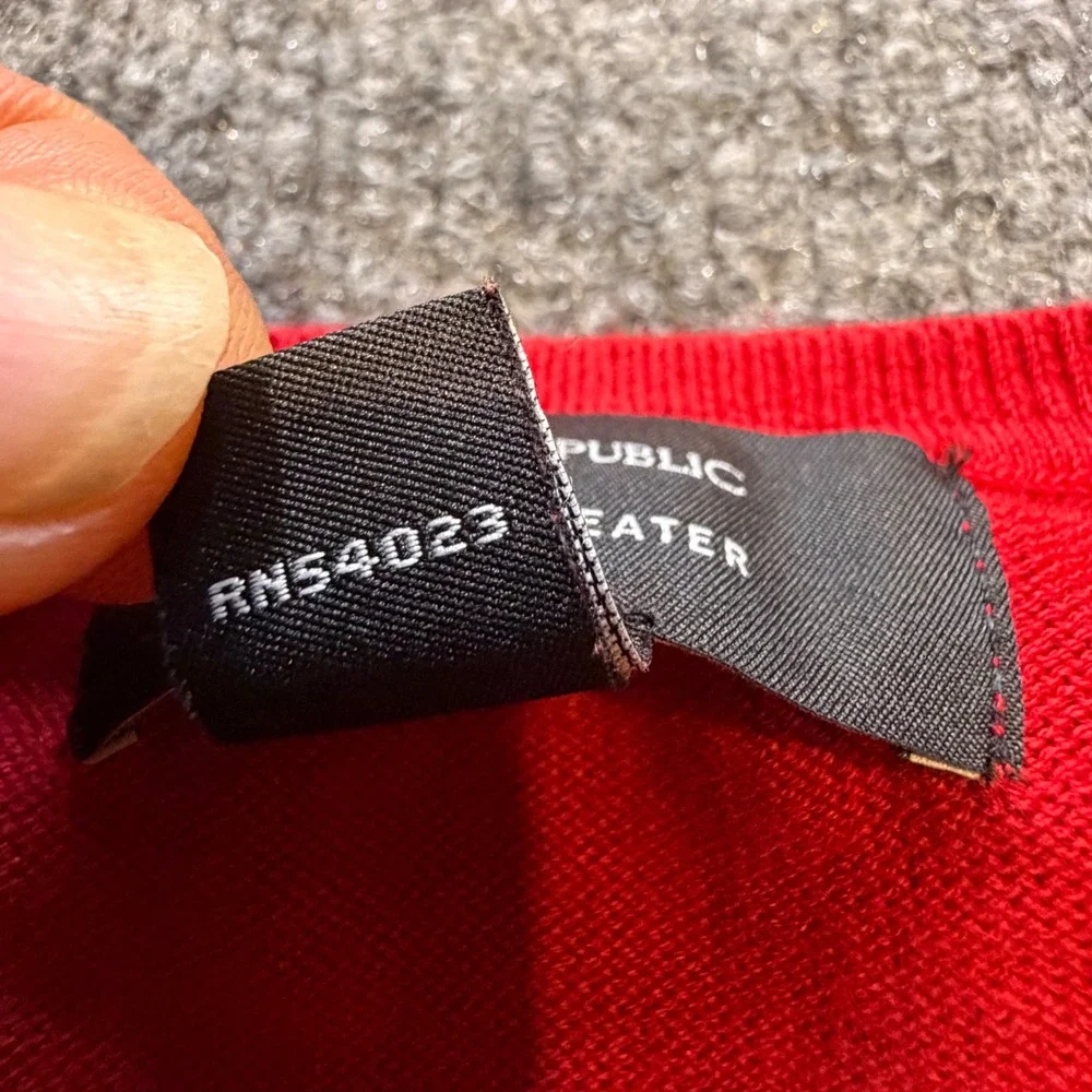 Preppy Banana Republic Forever Sweater Men M Red Crew Neck Cotton Rayon RN54023